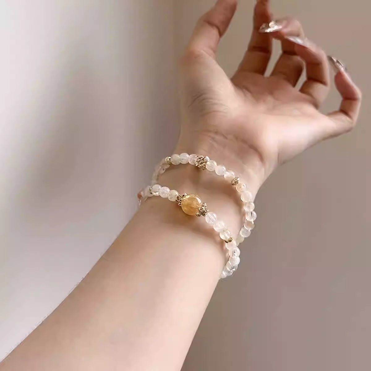 "Pine Mist Grove" Double-Strand Citrine Bracelet