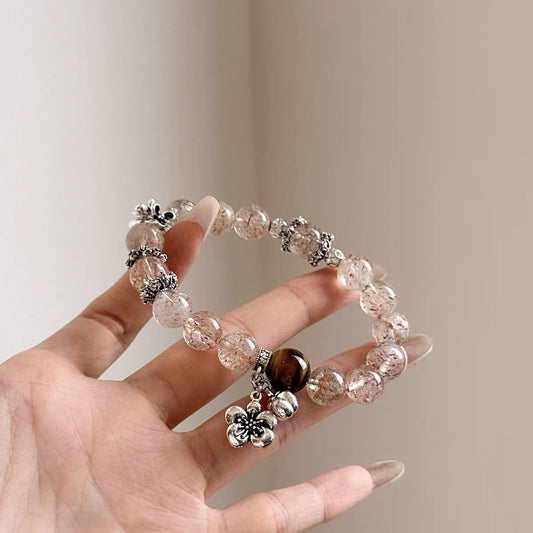 "Aura of Abundance" Black Rutilated Quartz & Tiger's Eye Bracelet